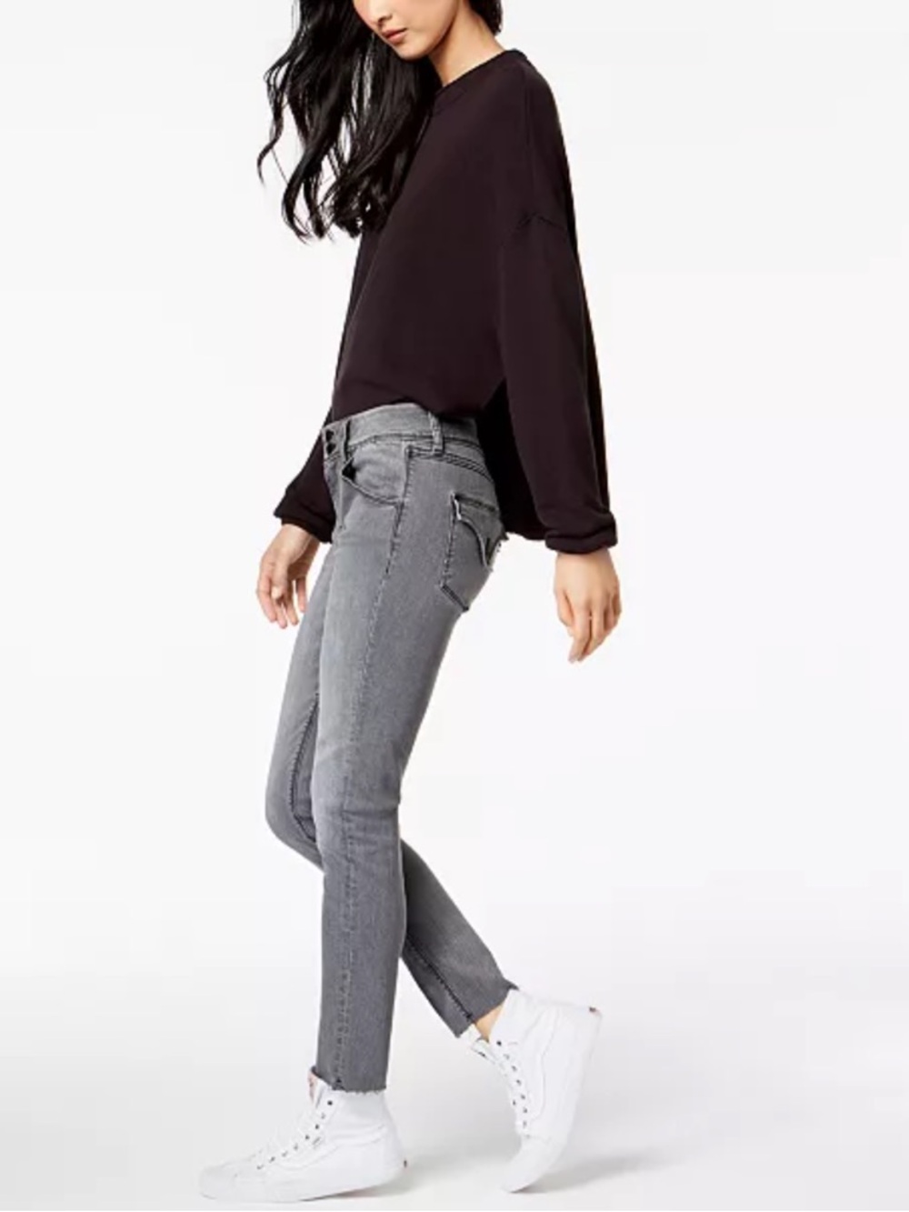 Hudson Jeans Collin Mid-Rise Skinny Jeans -  Stone Gray Sz 31